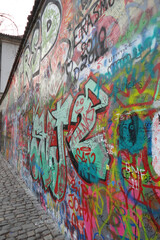 Fototapeta na wymiar John Lennon Wall. Prague. Czech republic. Street art.