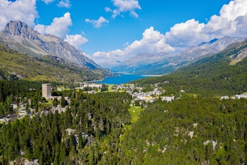 Bregaglia valley - Switzerland - Maloja Pass - Aerial view from the Maloja pass towards the east