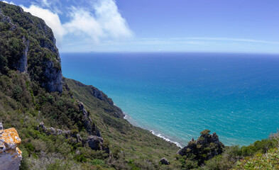 view of the circeo coast from circe peak in circeo national park