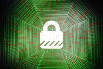 2d illustration Safety concept: Closed Padlock on digital background
