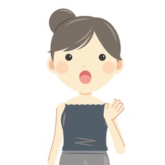 声をかける女性 上半身・夏服キャミソール