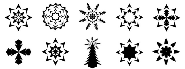 set of silhouettes of plants, starburst, stars, sunlight icon shape, abstract background texture pattern seamless symbol wallpaper vector illustration graphic design 