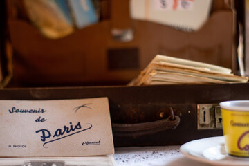 Old postcard and holiday scene