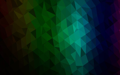 Fototapeta premium Dark Multicolor, Rainbow vector shining triangular pattern.