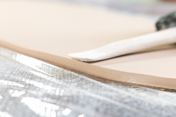 clay thickness, close-up of cut clay