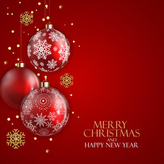 Holiday New Year and Merry Christmas Background. Vector Illustration