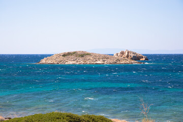 View of the beautiful coastline of the Attica Peninsula south of Athens, Greece