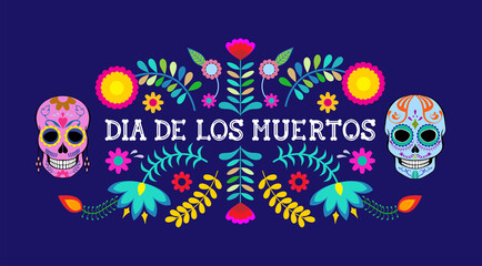 Day of the Dead, traditional Mexican holiday, Dia De Los Muertos, set of elements, vector illustration