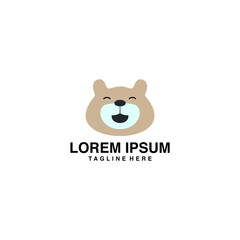 Fototapeta premium Cute Bear Head Laughing Logo Vector Icon Illustration 