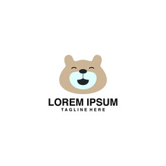 Cute Bear Head Laughing Logo Vector Icon Illustration
