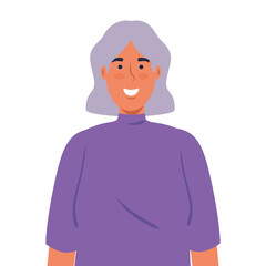 picture young woman with lilac hair on white background vector illustration design