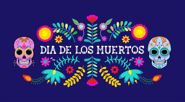 Day of the Dead, traditional Mexican holiday, Dia De Los Muertos, set of elements, vector illustration