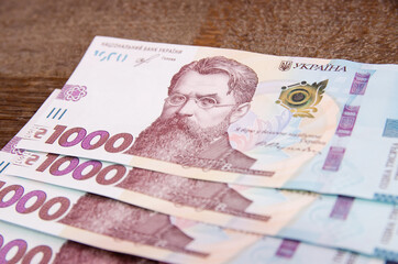 Ukrainian hryvnia, new banknotes of 1000 hryvnia. Hryvnia (UAH.) Money.