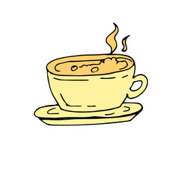 Coffee drink icon on hand drawn style