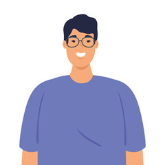 picture asian young man with eyeglasses, on white background vector illustration design