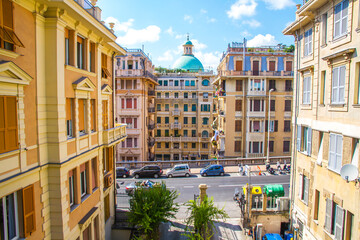 Cityscape with residential buildings, the city Genoa, Italy.
