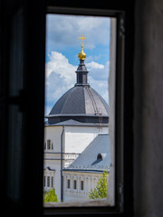 view from the window on white monastery, Sviyazhsk, Kazan, Tatarstan, Russia