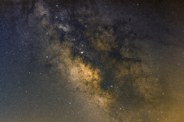 Central part of the Milky Way with Jupiter and Saturn on the left