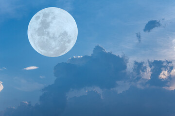 Fototapeta na wymiar Full moon in the morning on sky.