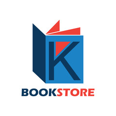 book store logo with alphabet K. vector illustration