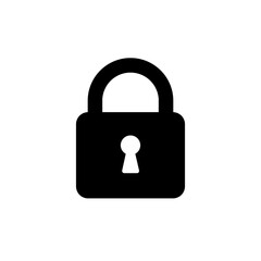 Lock icon. Padlock symbol password. Private sign. Closed lock. Code safety. Security computer system. Simple flat lock. Vector illustration