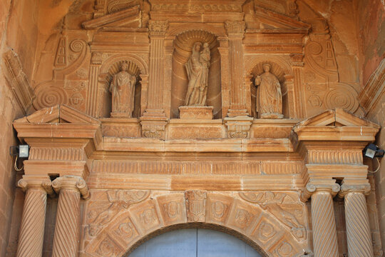 Entrance to the collegiate church of Bolea (Huesca, Spain)