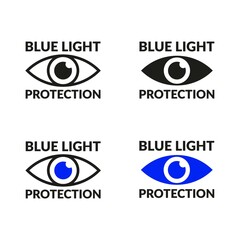 Blue light protection eye icons set. Eyes protection symbols collection