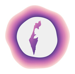Israel icon. Colorful gradient logo of the country. Purple red Israel rounded sign with map for your design. Vector illustration.