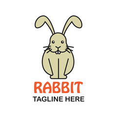 rabbit animal logo with text space for your slogan tagline, vector illustration