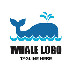 whale animal logo with text space for your slogan tagline, vector illustration