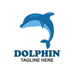 dolphin animal logo with text space for your slogan tagline, vector illustration