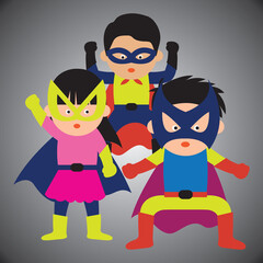 super hero with mask and cape cartoon character. vector illustration