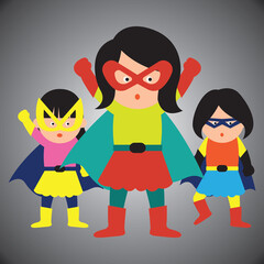 Obraz na płótnie Canvas super hero with mask and cape cartoon character. vector illustration