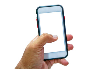 Smart phone in hand on white background,cliping path