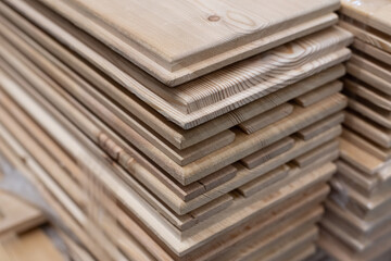 Wooden OBS stacked neatly in a store