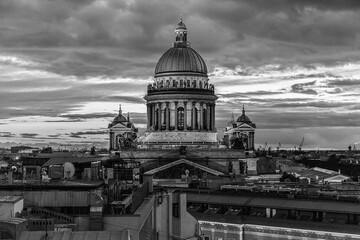 Night cityscape of Saint Petersburg with Saint Isaac's cathedral