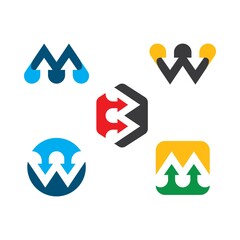 w,m arrow  Letter Icon Design Vector