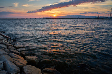 夕焼け空と河川