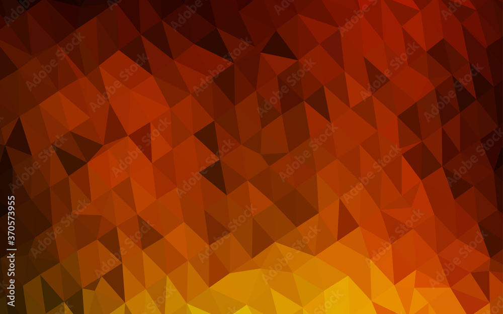 Wall mural dark yellow, orange vector blurry triangle pattern.