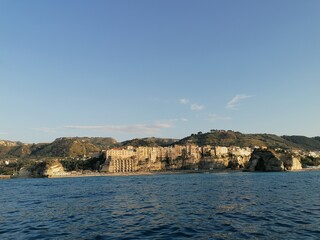 Fototapeta na wymiar view of Tropea city from the sea
