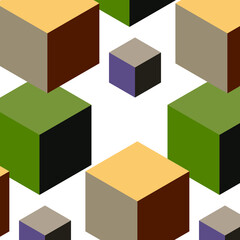 colored dark cubes. vector pattern