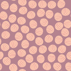 Little circle ornament seamless doodle pattern. Pastel tone geometric print with strippes figures.
