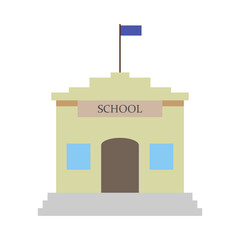 School building flag logo icon sign Education element Hand drawn Modern cartoon design style Welcome back to school Fashion print clothes apparel greeting invitation card banner poster badge flyer