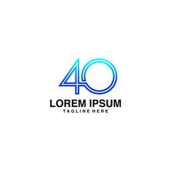 Number 40 For Anniversary Logo Vector Icon Illustration