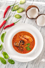 Portion of Tom Yum soup