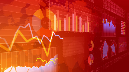 Business Data Graph finance Chart Bar 3D illustration background.