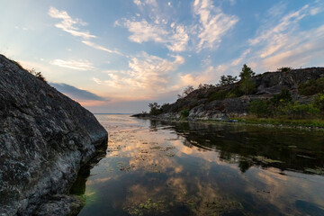 sunset over a bay in the baltic sea