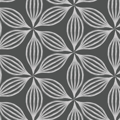 Vector pattern, repeating abstract petals of flower on hexagon shape. Graphic clean for fabric, wallpaper, printing. Patter is on swatches panel
