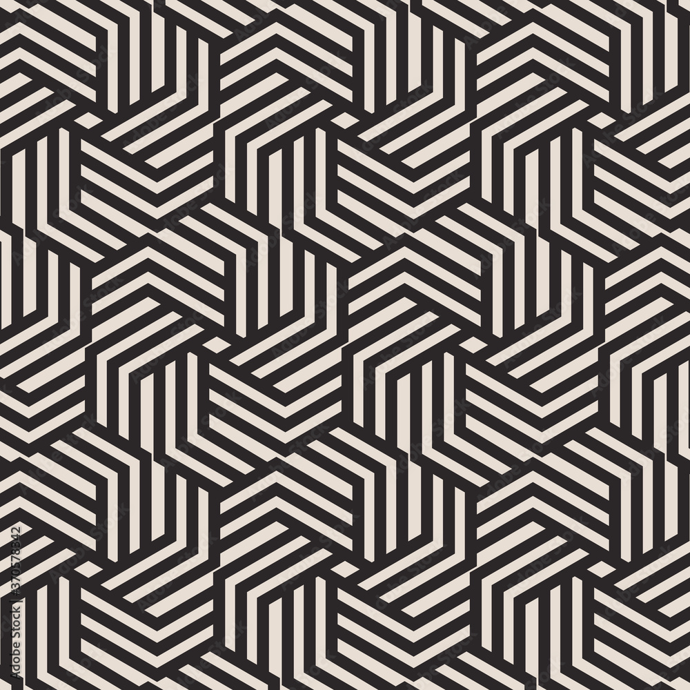 Wall mural geometric vector pattern, repeating hexagon shape in linear monochrome styles. pattern is clean for 