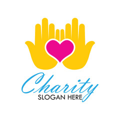 charity and care logo, emblems and insignia with text space for your slogan tagline. vector illustration
